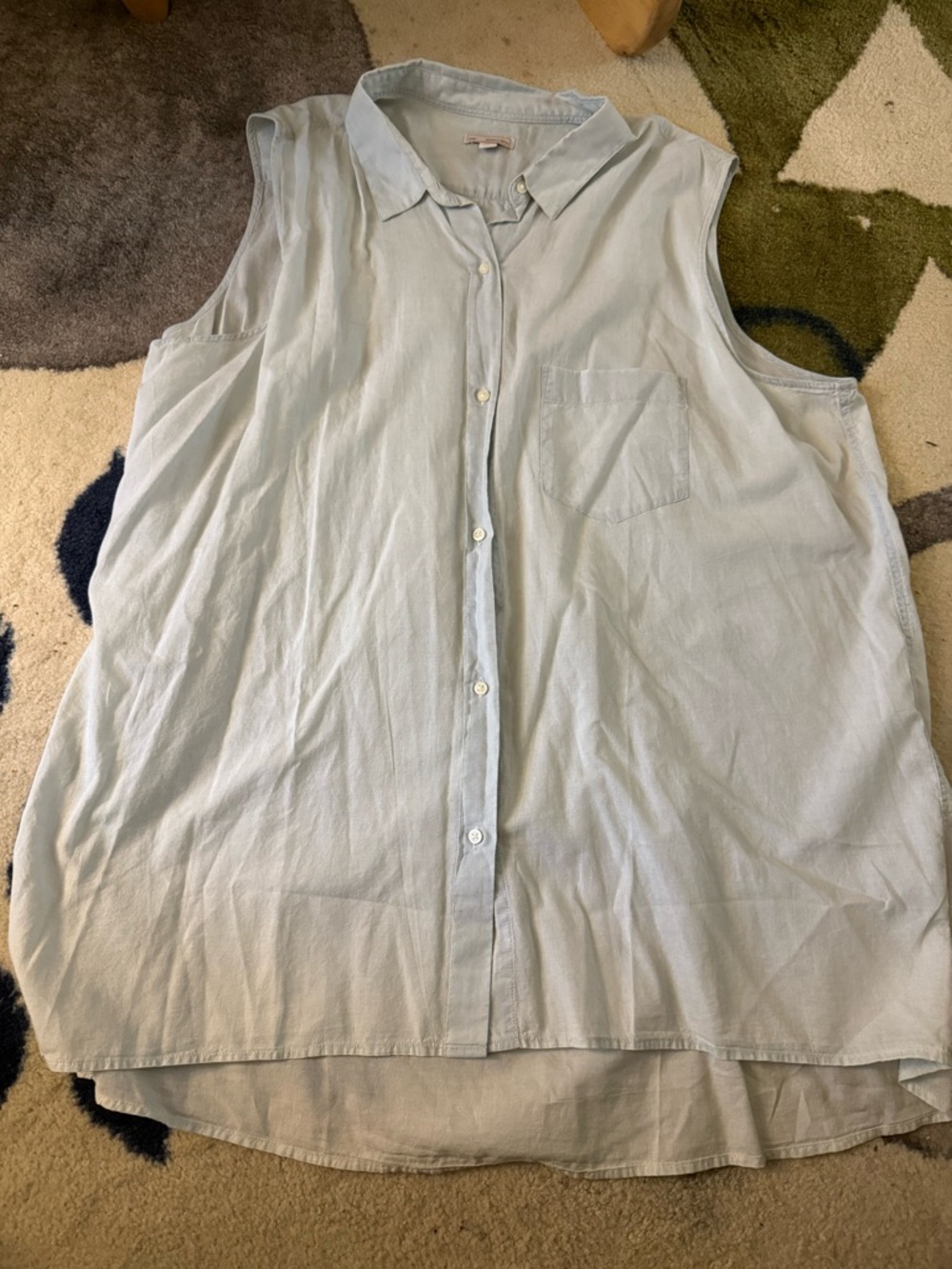 GAP | Light Blue Sleeveless Button-Up Shirt - Classic Casual